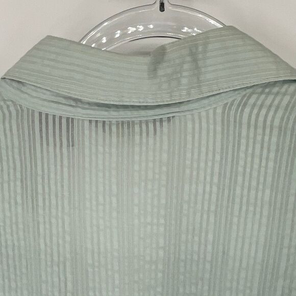 EDDIE BAUER Women’s Long Sleeve Top L Green Textured Cotton Split Neck Button - Picture 11 of 12